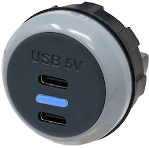 USB "C" Power Supply Twin Port Panel Mount (CL.9/PVPRO-CC))